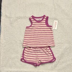 Cat & Jack Light Purple and White Striped Tank and Shorts Set